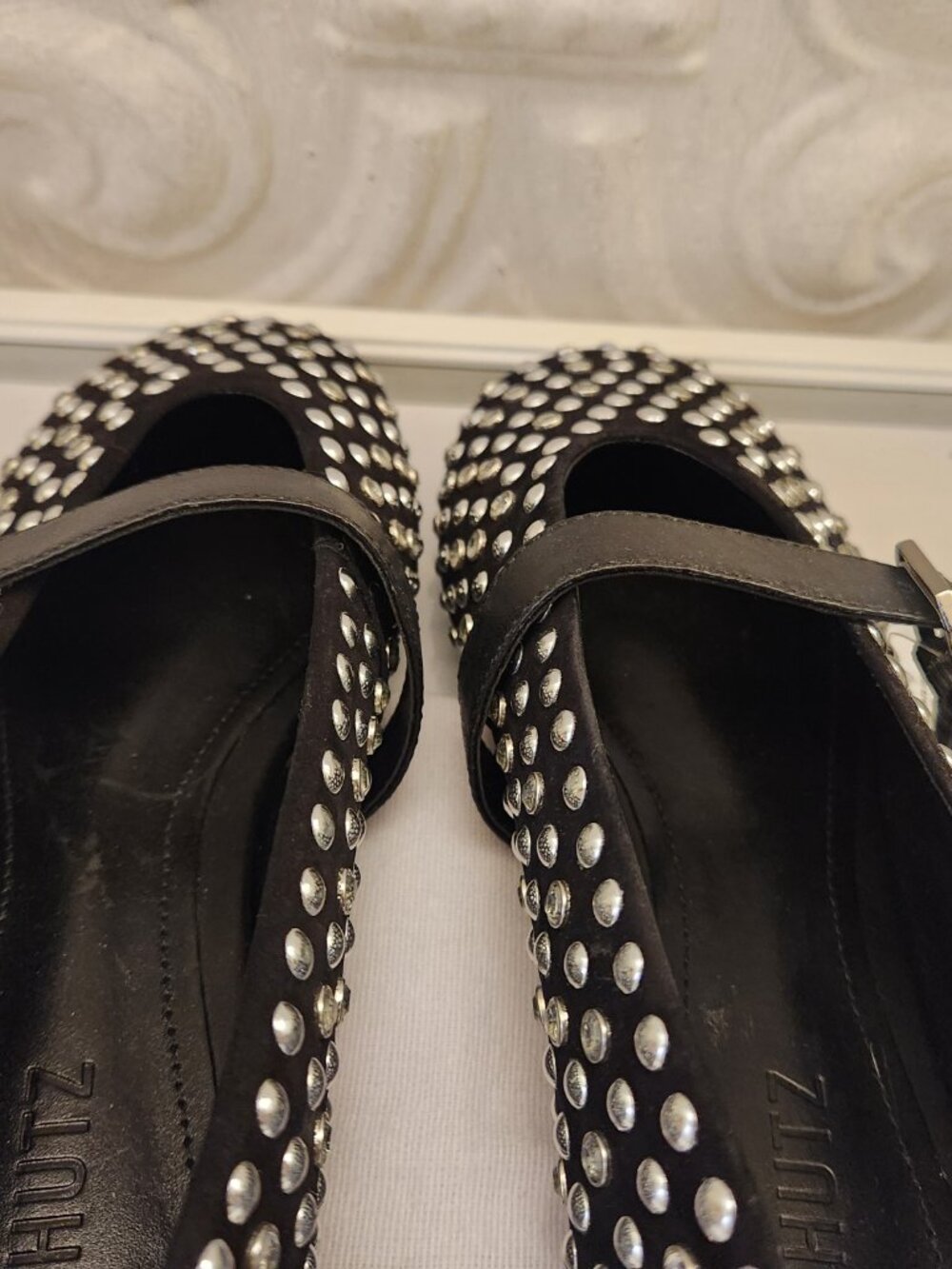 SCHUTZ Leather "Eiza" Ballet Flats. Embellished. NWT. Size 8 Regular - Picture 5 of 11